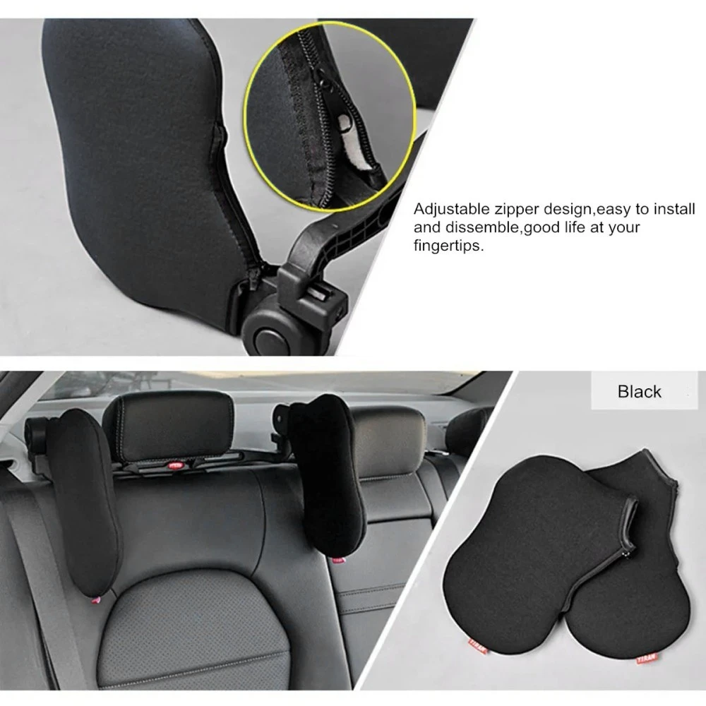 Autós memóriahabos fej- és nyaktámasz fekete színben mosható huzattal GBS-100