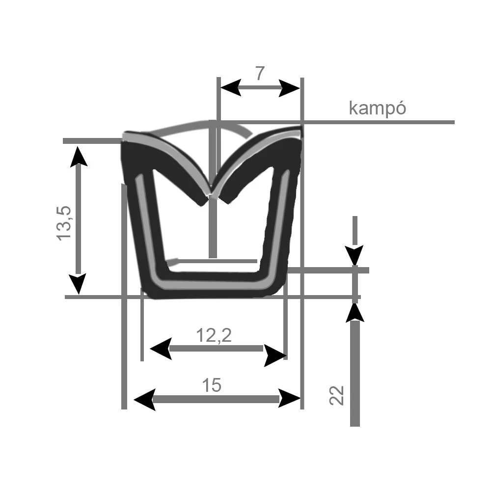 Oldalablak vezető bársonyos gumi prémium SBAutoparts