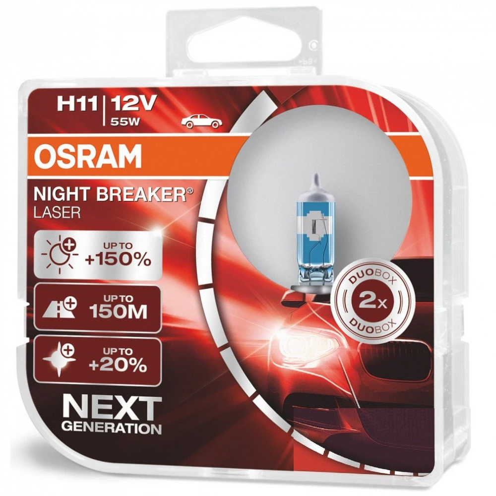 Izzó 12V/55W/H11 2db/+150% Osram Night Breaker Laser 64211NL