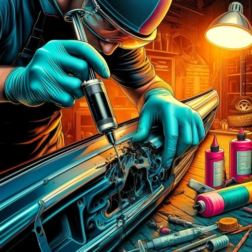 Kétkomponensű fekete műanyag lökhárító ragasztó 25 ml Moje Auto 20-A54