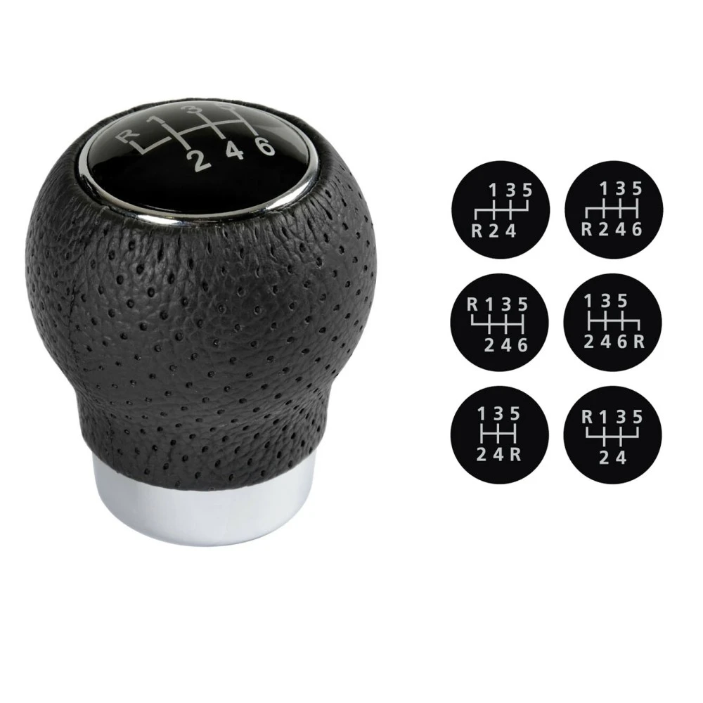 Sebességváltó gomb bőr fekete 6+1 elosztással Maxeed 8102B