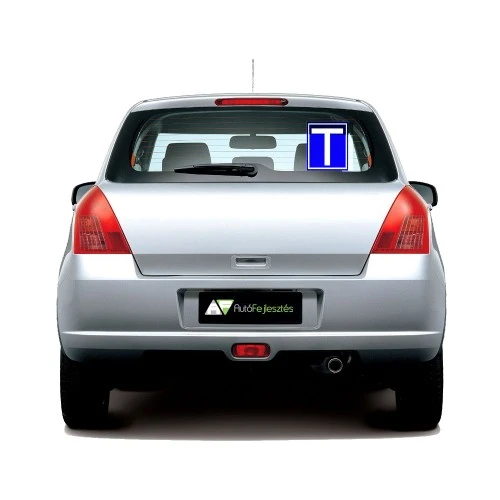 Matrica T (tanuló vezető) jelzés autóra statikus tapadással