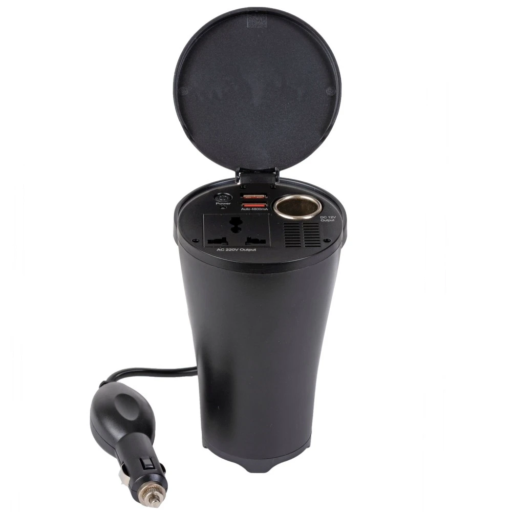 Feszültség átalakító inverter pohártartóba 12V-ról 230V-ra 150W 95941