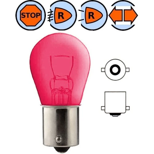 Izzó 12V/21W BA15s P21W piros Elta 389TB