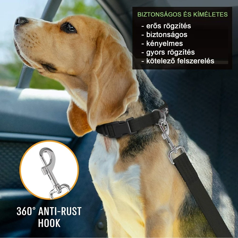 Autós póráz állatoknak, biztonsági övbe csatlakoztatható CM86168
