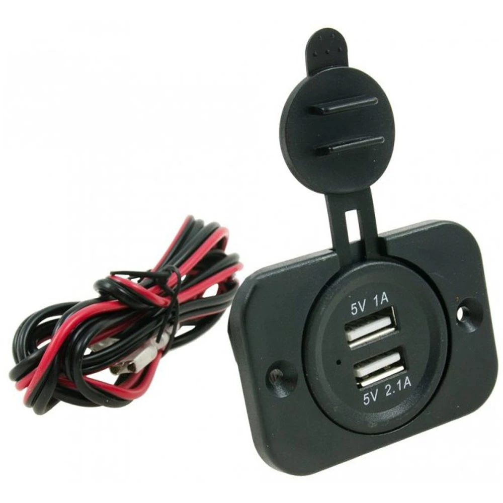 Beépíthető USB aljzat 12V/24V 2db USB port 2.1A 30211