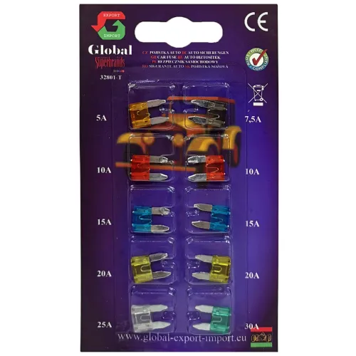 Biztosíték készlet késes mini 10db-os