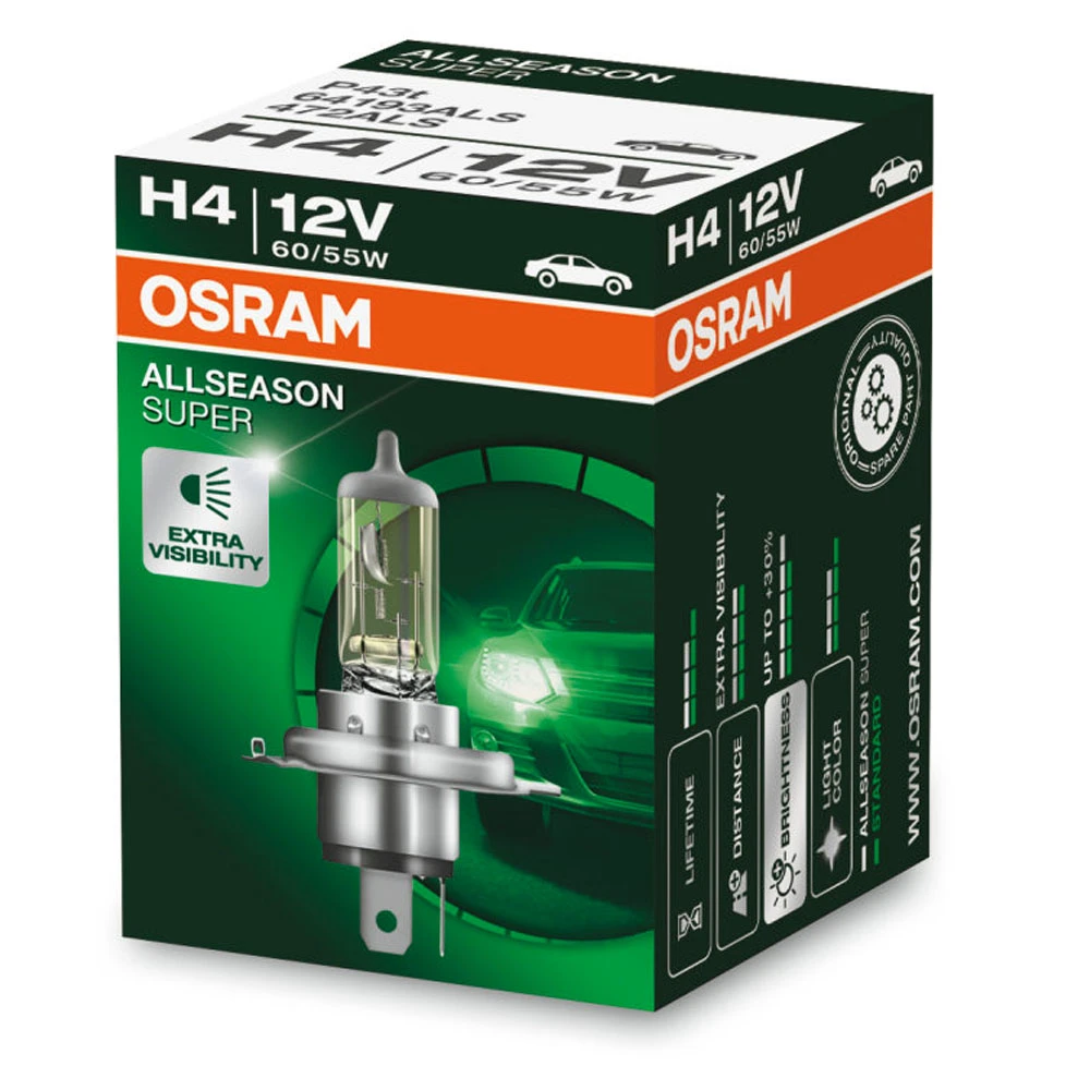 Izzó 12V/60/55W/H4 +30% 1db sárgás Osram Allseason 64193ALS