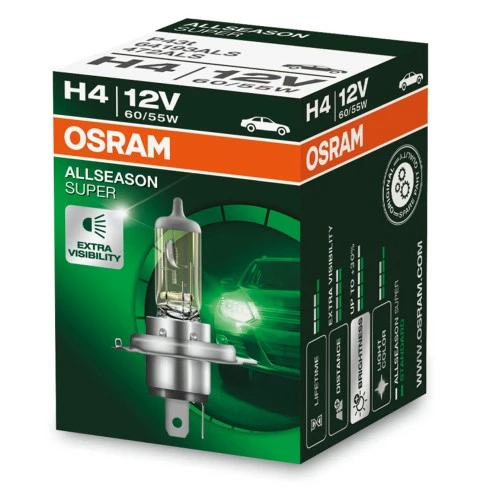 Izzó 12V/60/55W/H4 +30% 1db sárgás Osram Allseason 64193ALS