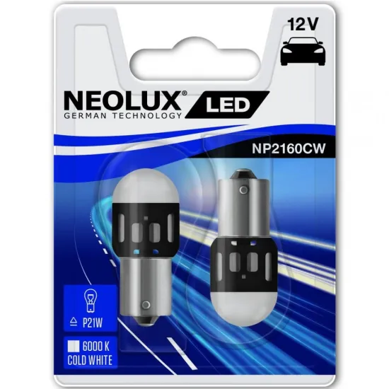 LED 12V/21W/BA15s/2db/1,2W fehér 6000K Neolux NP2160CW LED 12V/21W/BA15s/2db/1,2W fehér 6000K Neolux NP2160CW
