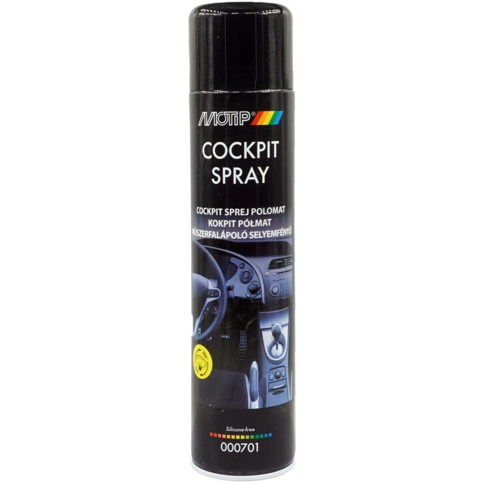 Műszerfalápoló selyemfényű szilikonmetes spray 600 ml Motip 000701