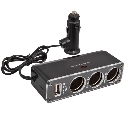 Szivargyújtó elosztó 3-as 12/24V 60 Watt + USB 93916