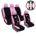 Ülésuzat szett fekete-pink pillangó mintával és ajándékkal AG23001B/Pink