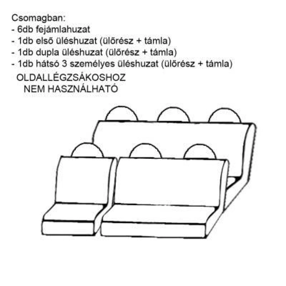 Üléshuzat bútor szövet 6 személyes kisteherautóra