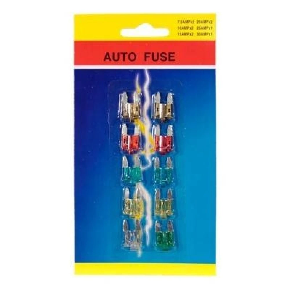 Biztosíték készlet késes mini LED-es 10db