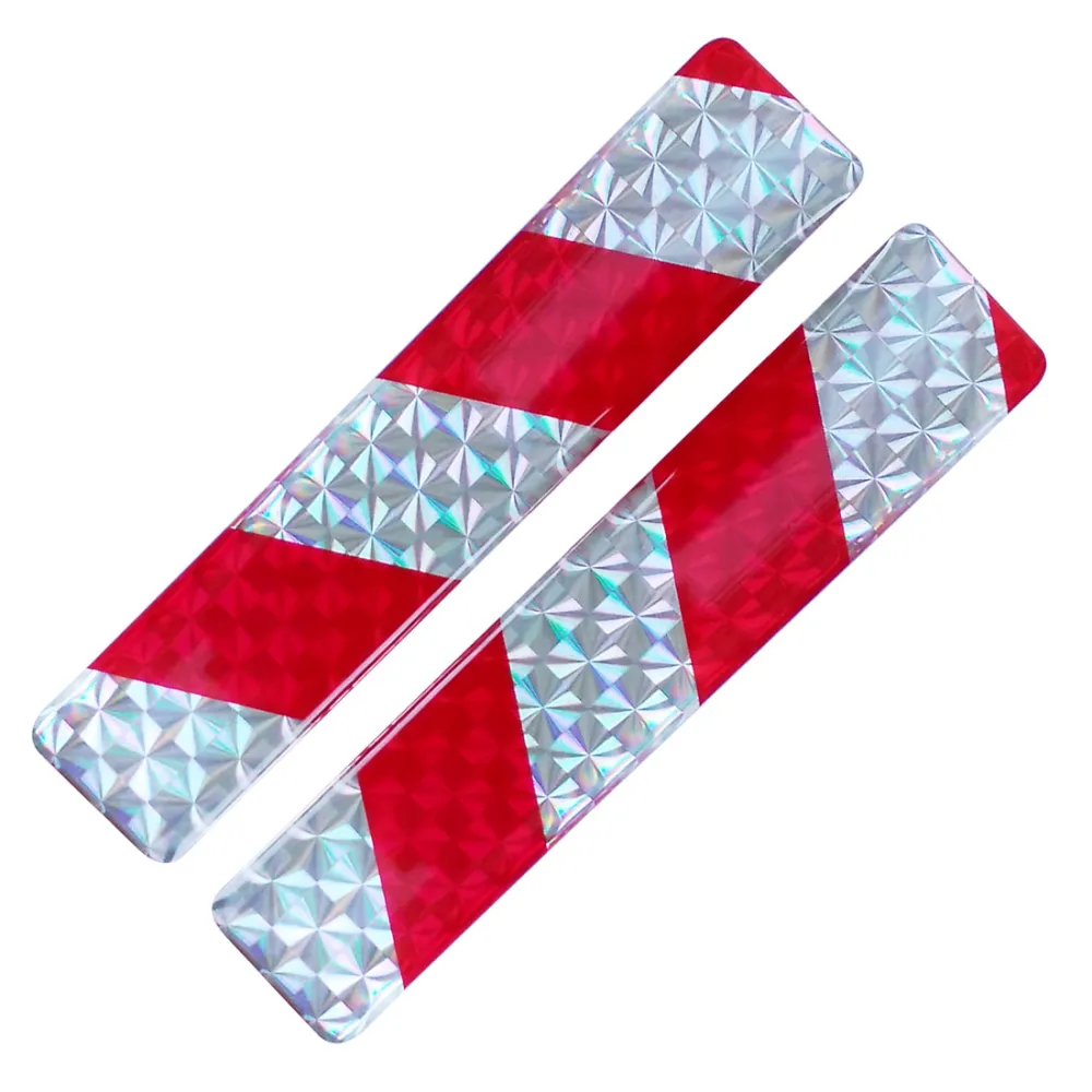 Fényvisszaverő matrica 2db-os 2x10cm műgyantás ezüst-piros 807