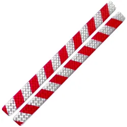 Fényvisszaverő matrica 2db-os 2x30cm műgyantás ezüst-piros 808