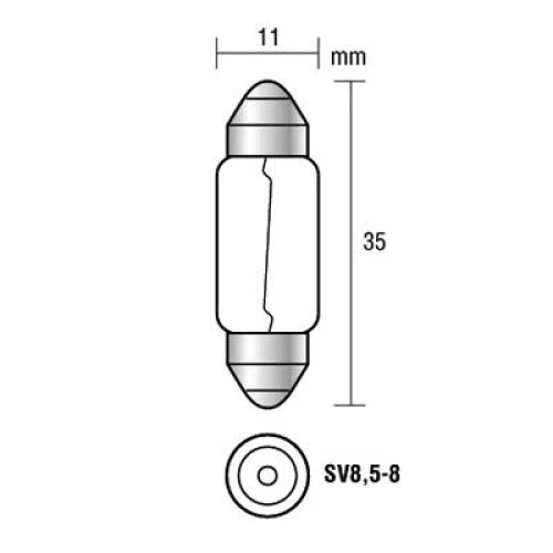 Izzó 12V/10 Watt szofita 10x35 mm, kék 2db Lampa 58345