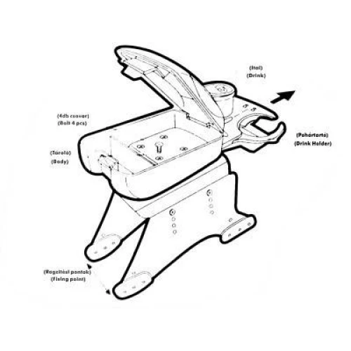 Könyöklő univerzális  pohártartós fekete 12cm 48008B
