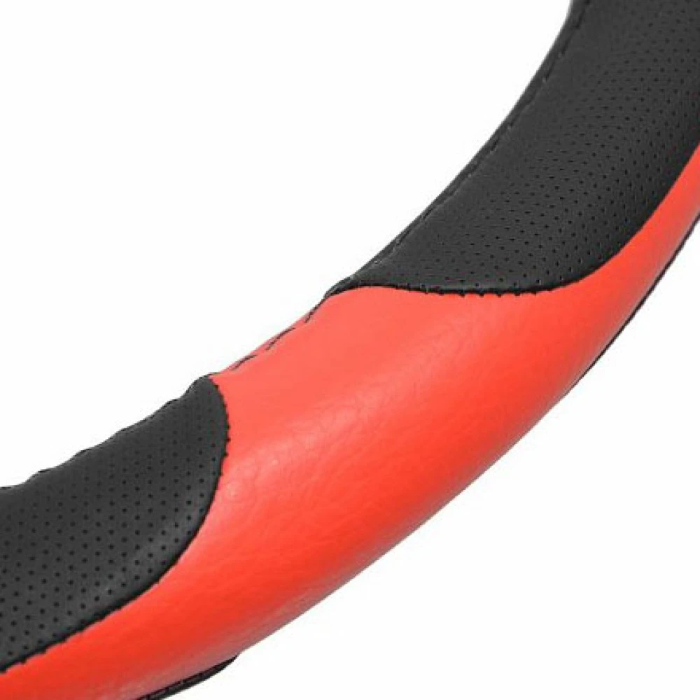 Kormányvédő 37-39cm bőr hatású piros-fekete Grip 31402