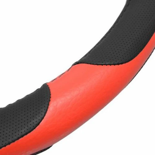 Kormányvédő 37-39cm bőr hatású piros-fekete Grip 31402