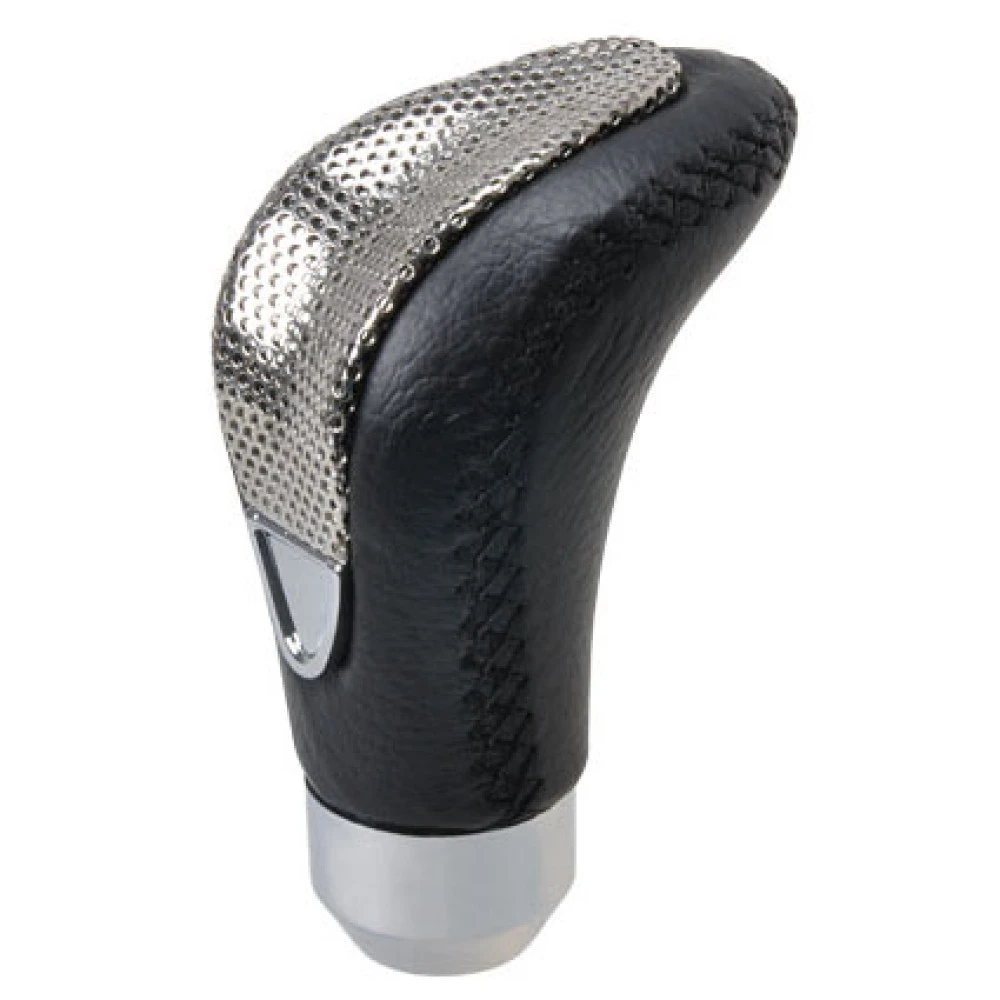 Sebességváltó gomb fekete bőr-króm rács AM7207