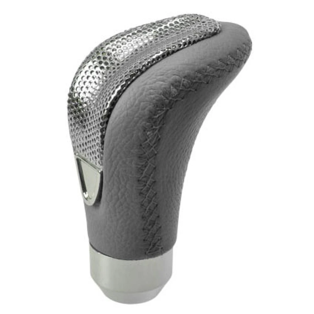 Sebességváltó gomb szürke bőr-króm rács AM7191