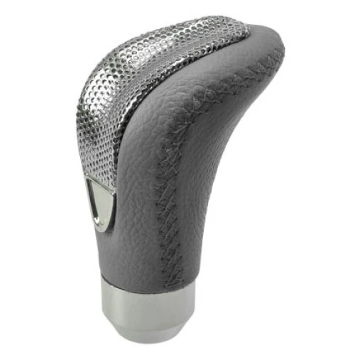 Sebességváltó gomb szürke bőr-króm rács AM7191