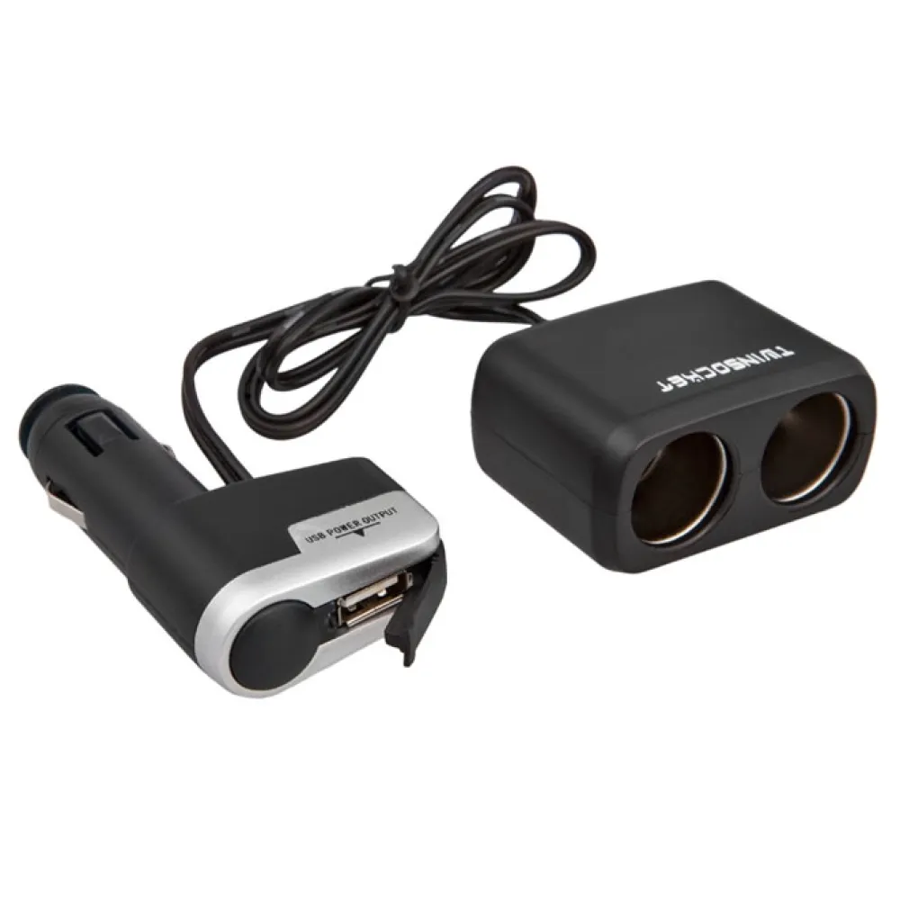 Szivargyújtó elosztó 2-es 12/24V + USB 94142