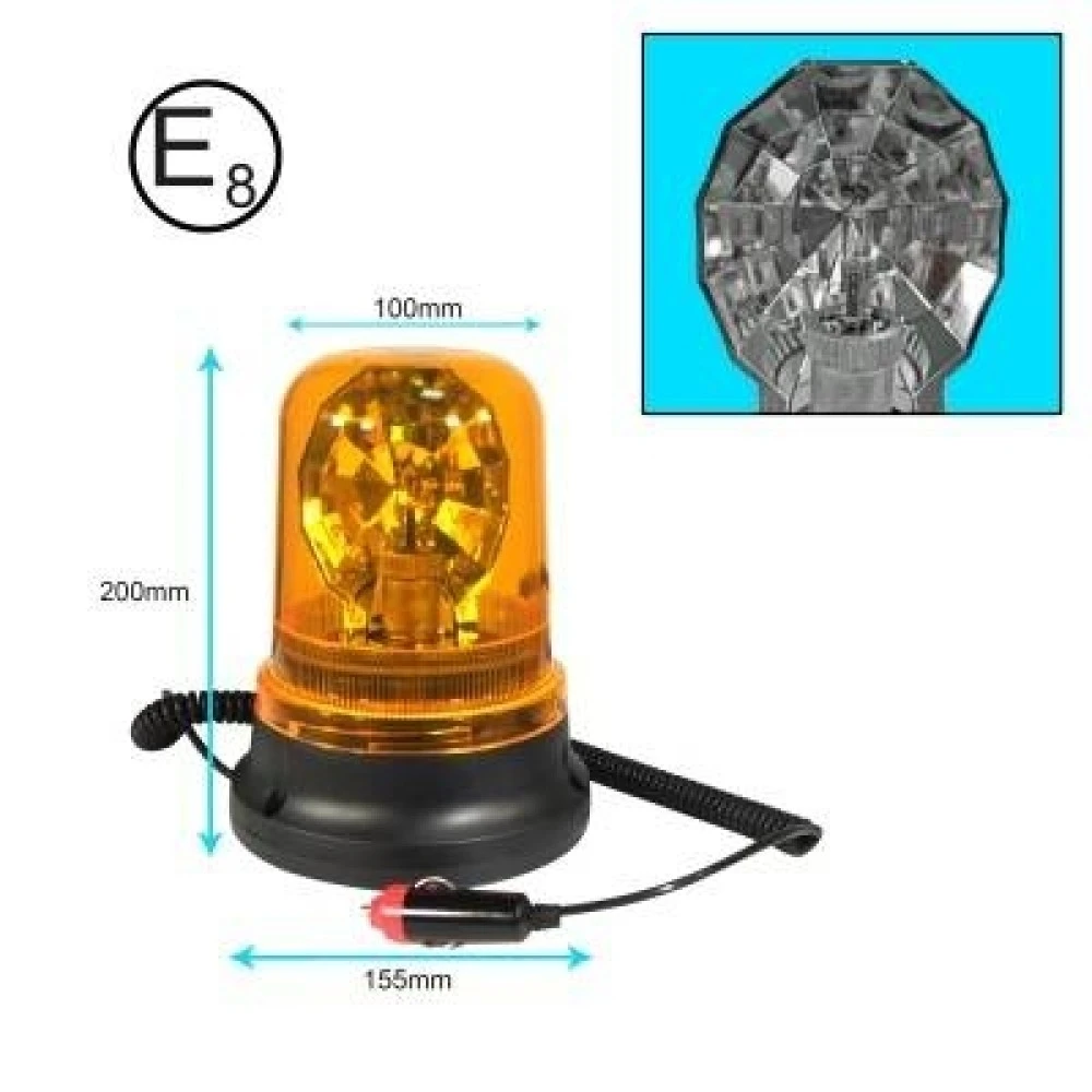 Villogófény narancssárga 12V/H1/55W forgó, mágneses AM0633 E-jel