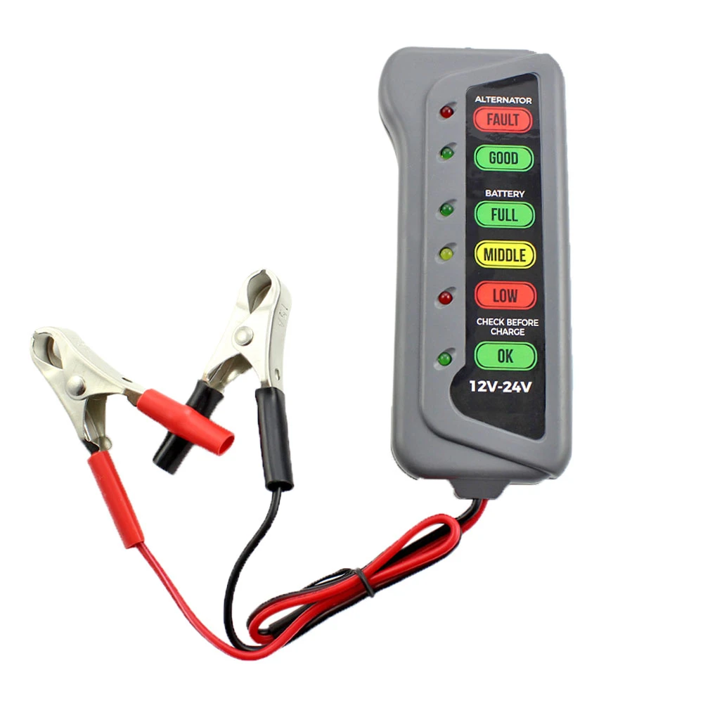 Akkumulátor és generátor teszter LED kijelzővel 12V-24V CBT001