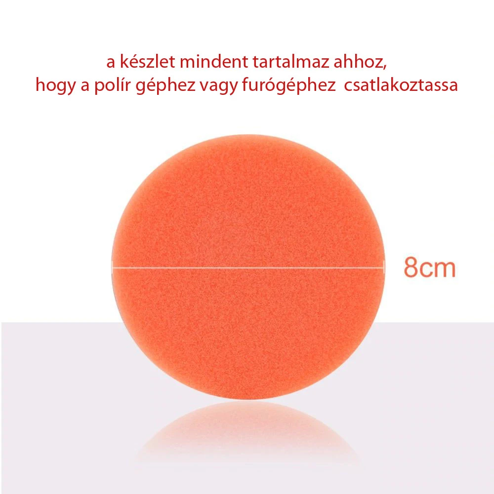 Elektromos csavarhúzóra csatlakoztatható polírozó szivacs készlet 7db-os 8cm