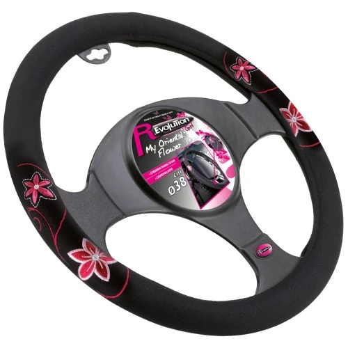 Kormányvédő 37-39cm fekete-pink virágmintás Oriental Flower 29201