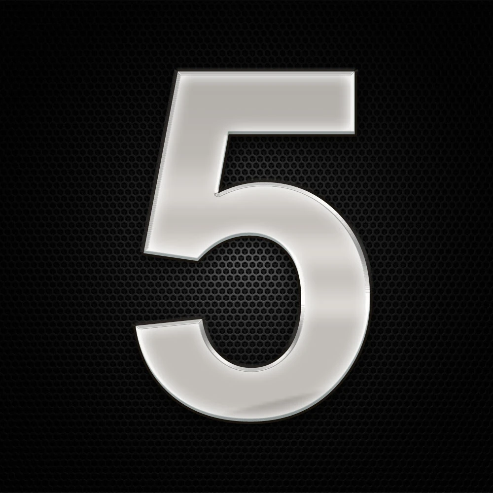 Öntapadó krómhatású műgyantás 5 szám 27 x 27 mm