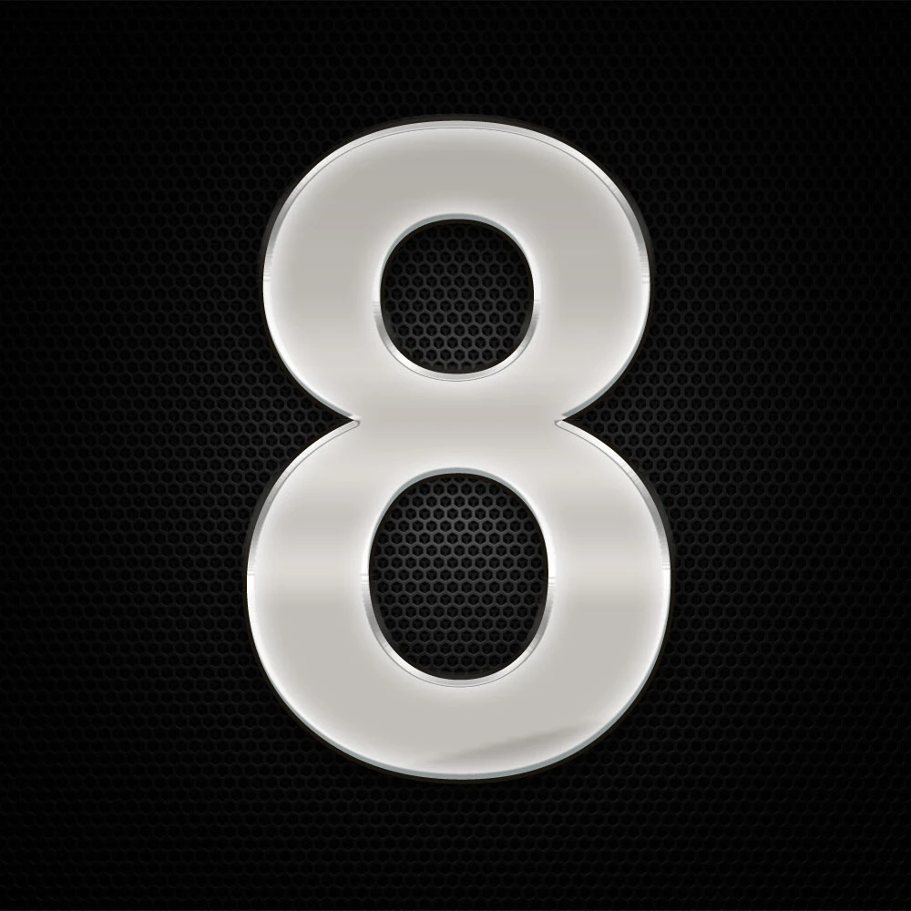 Öntapadó krómhatású műgyantás 8 szám 27 x 27 mm