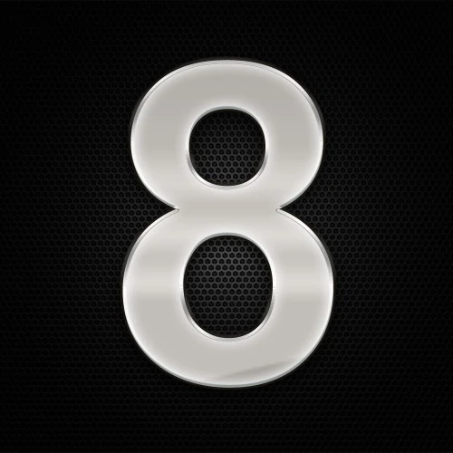 Öntapadó krómhatású műgyantás 8 szám 27 x 27 mm