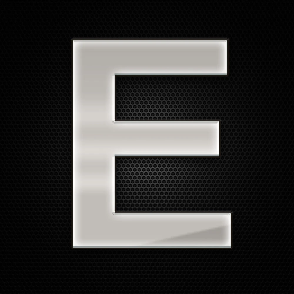 Öntapadó krómhatású műgyantás E betű 27 x 27 mm