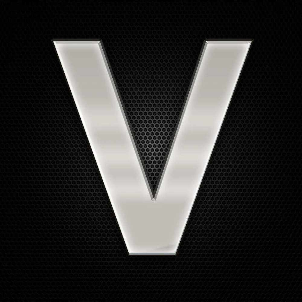 Öntapadó krómhatású műgyantás V betű 27 x 27 mm