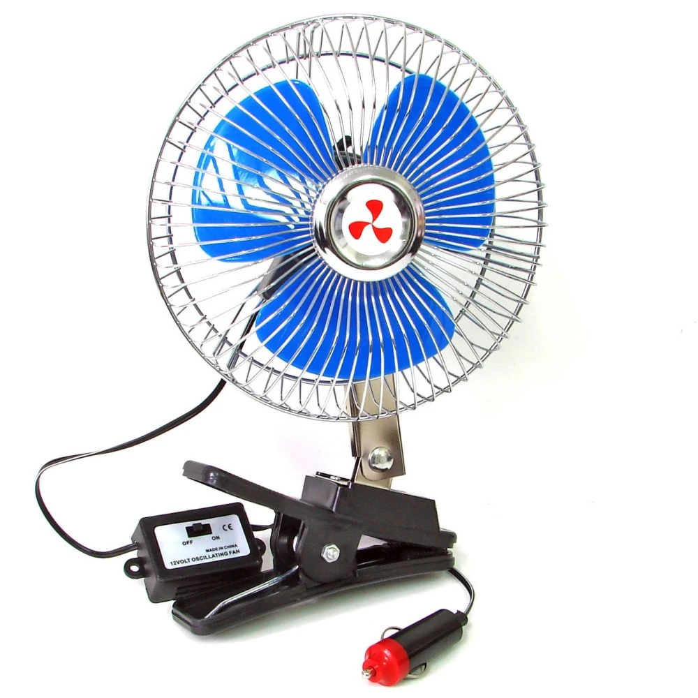 Ventilátor csipeszes rögzítéssel (kihajtott kesztyűtartóra) 17cm-es 12V oszcilláló A2128
