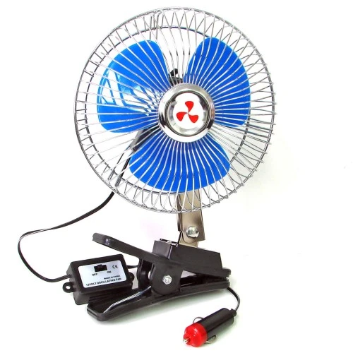 Ventilátor csipeszes rögzítéssel (kihajtott kesztyűtartóra) 17cm-es 12V oszcilláló A2128