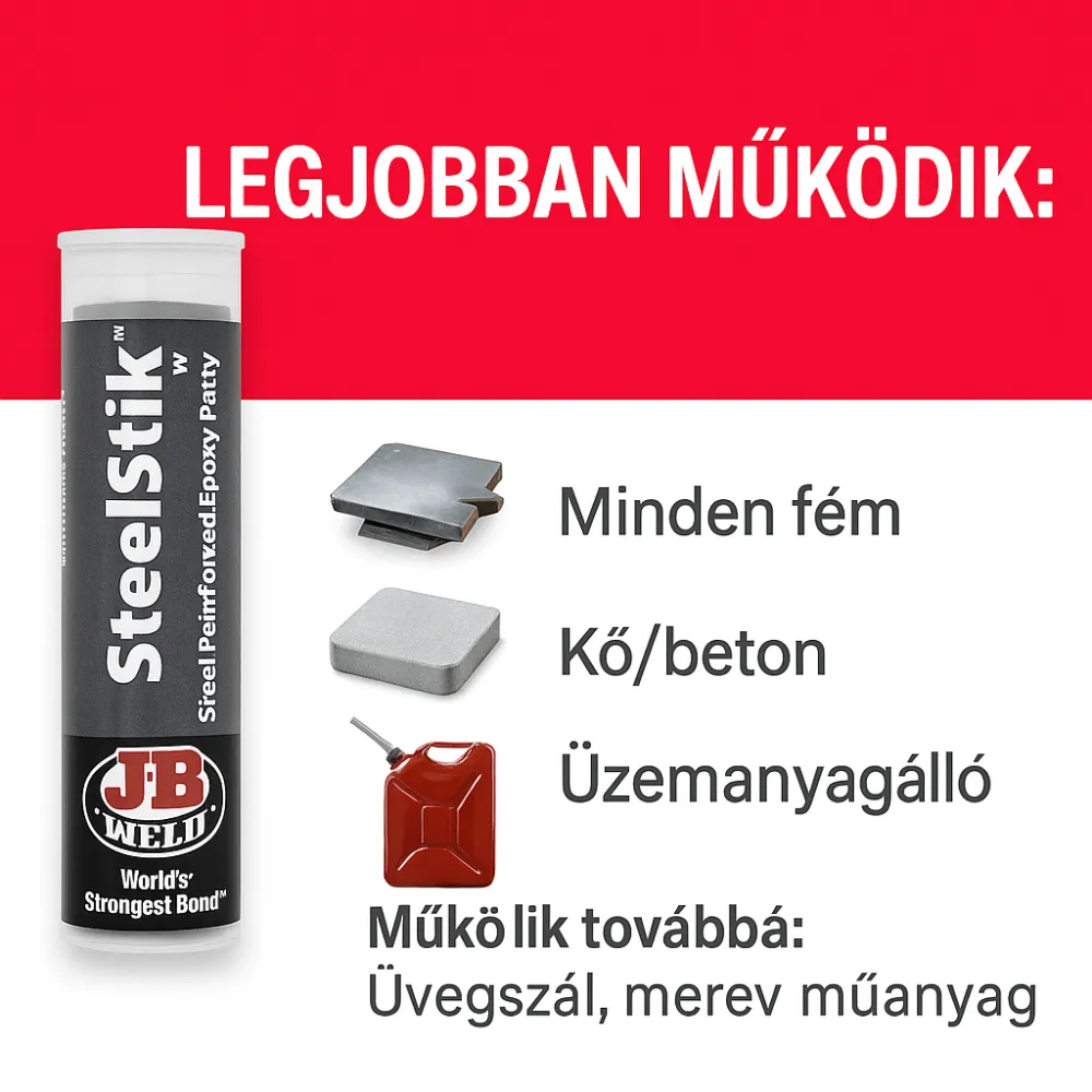 Üzemanyagtartály és hűtőjavító vaskemény prémium javító gyurma 57g J-B Weld 8267